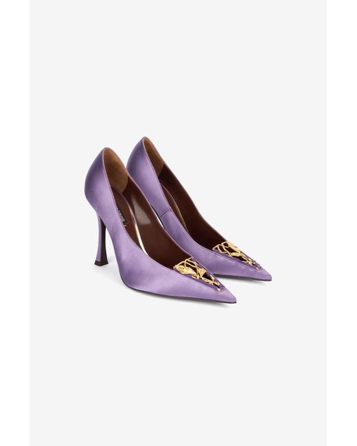 Roberto Cavalli Purple Lilac Pumps With Leaf Insert