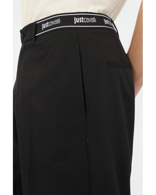 Roberto Cavalli Black Bermuda Shorts With Logo for men