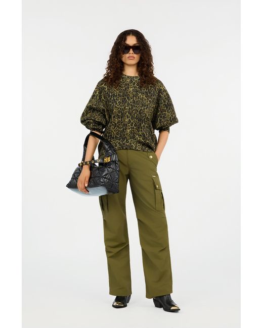 Roberto Cavalli Green Leopard Print Sweatshirt