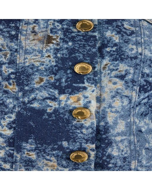 Roberto Cavalli Blue Denim Jacket With Discoloration