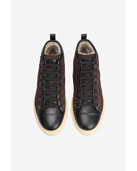 Roberto Cavalli Black High-Top Sneakers Chocolate With Rc Monogram for men