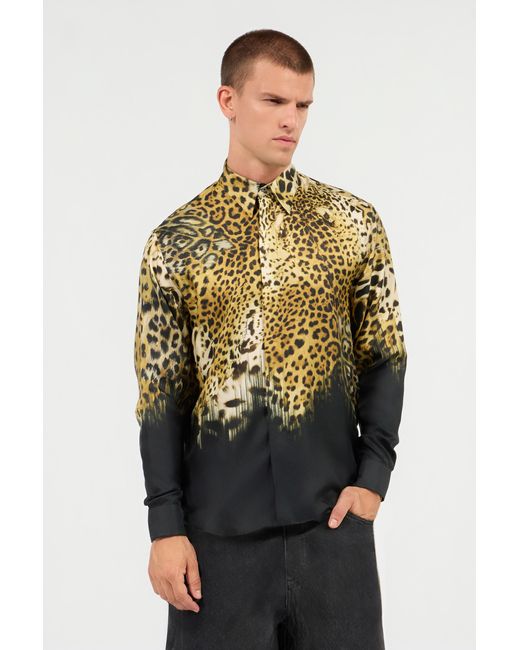 Roberto Cavalli Multicolor Jaguar Skin Print Shirt for men
