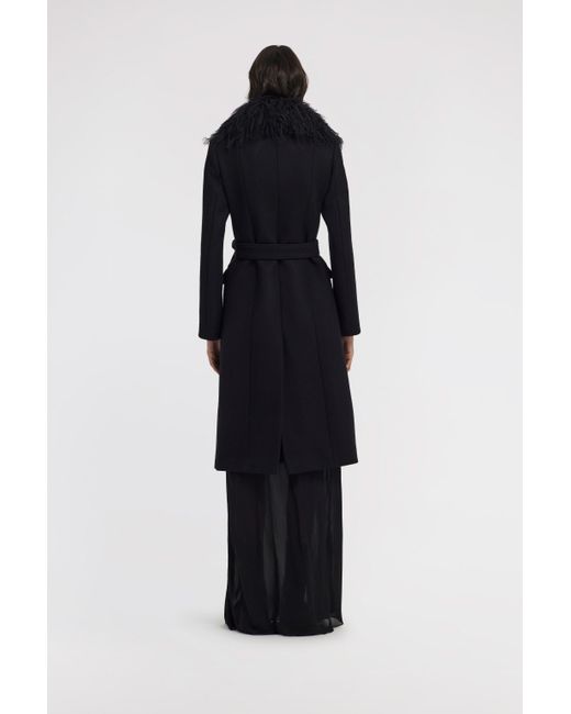 Roberto Cavalli Black Virgin Wool Coat With Fur Collar