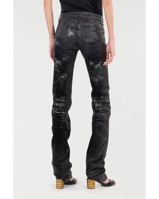 Roberto Cavalli Black Distressed-Effect Python Skin Jeans
