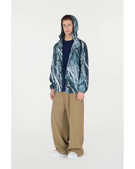 Roberto Cavalli Blue Marble-Print Bomber Jacket for men