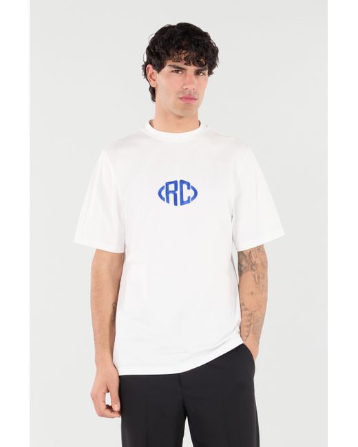 Roberto Cavalli White Cotton T-Shirt With Monogram for men