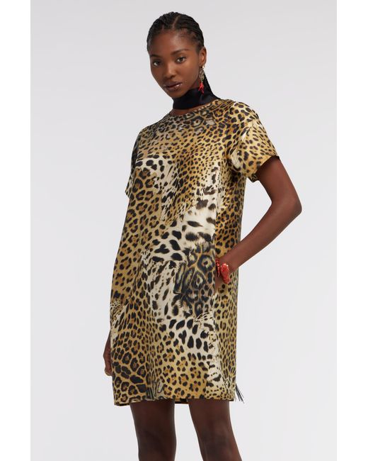 Roberto Cavalli Metallic Jaguar Skin Print Dress