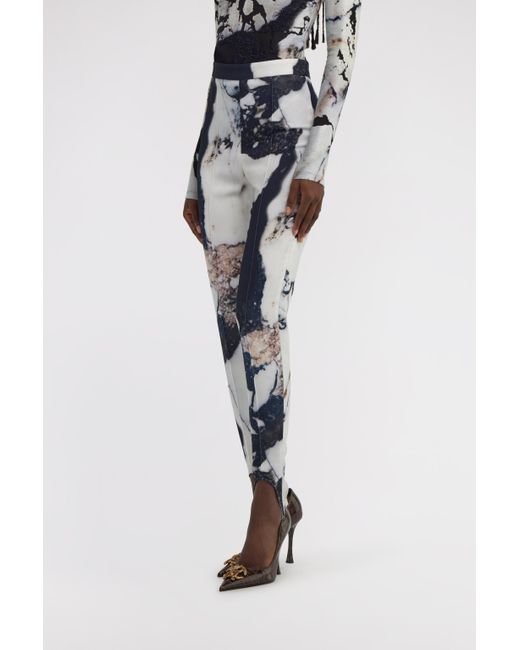 Roberto Cavalli Blue Marble Print Pants