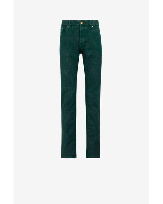 Roberto Cavalli Green Just Cavalli Waxed-denim Jeans for men