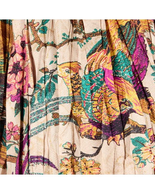 Roberto Cavalli White Midi Skirt With Oriental Bird Print