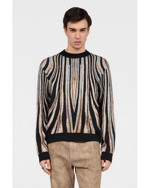 Roberto Cavalli Black Sweater With Zebra Print for men