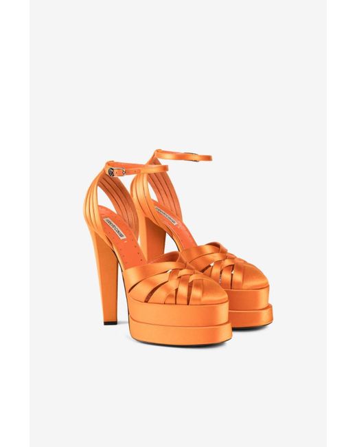 Roberto Cavalli Orange Satin Platform Sandals