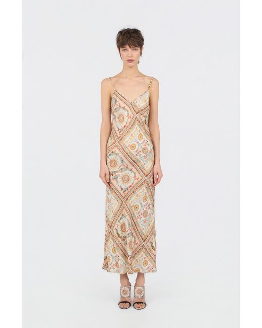 Roberto Cavalli White Persian Tarot Print Slip Dress