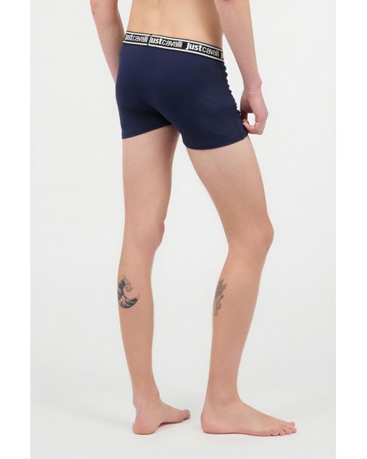 Roberto Cavalli Blue Boxers With Branded Band for men