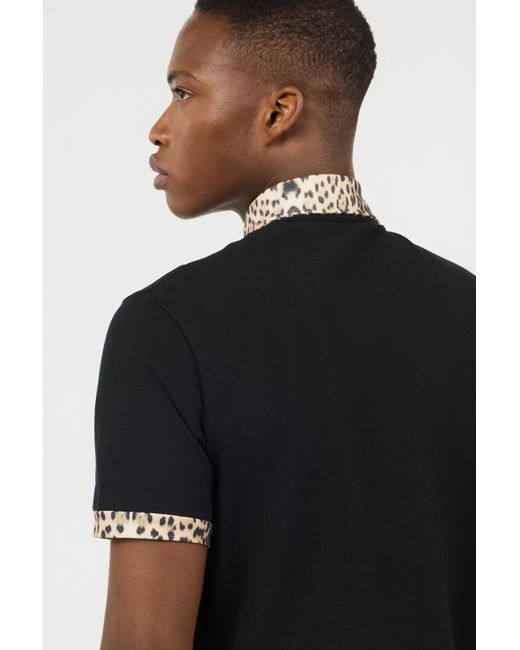 Roberto Cavalli Black Polo With Jaguar Print Details for men