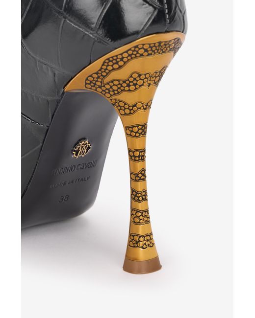 Roberto Cavalli Black Crocodile Scale-Effect Pumps
