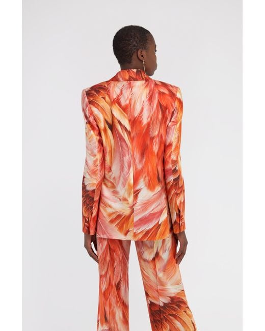 Roberto Cavalli Orange Plumange Print Silk Jacket