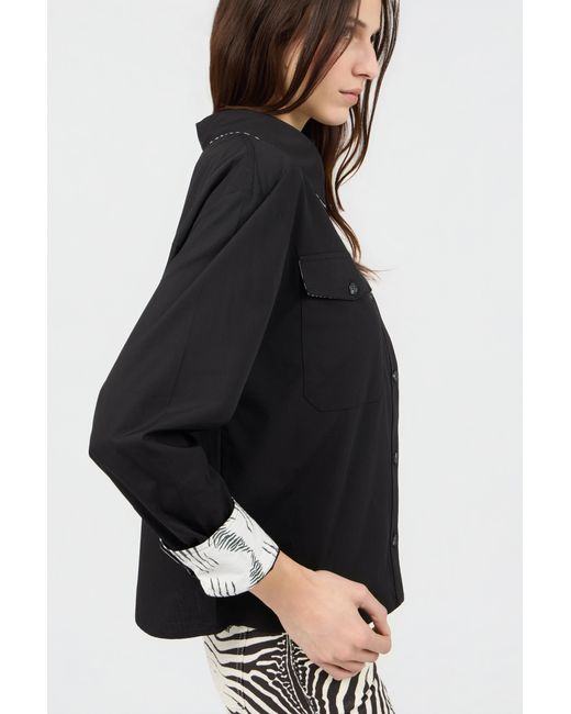 Roberto Cavalli Black Shirt With Contrast Stitching