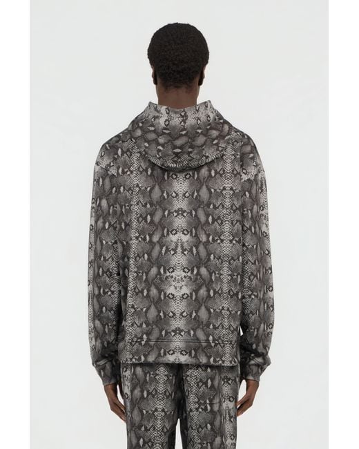 Roberto Cavalli Gray Python Print Hoodie Sweatshirt for men