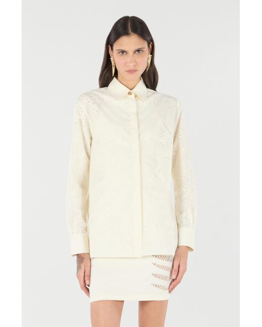 Roberto Cavalli White Python-Print Shirt