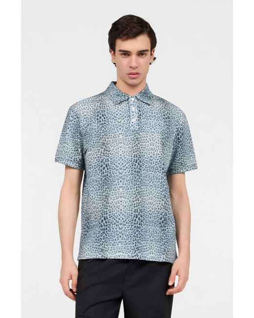 Roberto Cavalli Blue Baby Jaguar Print Polo for men