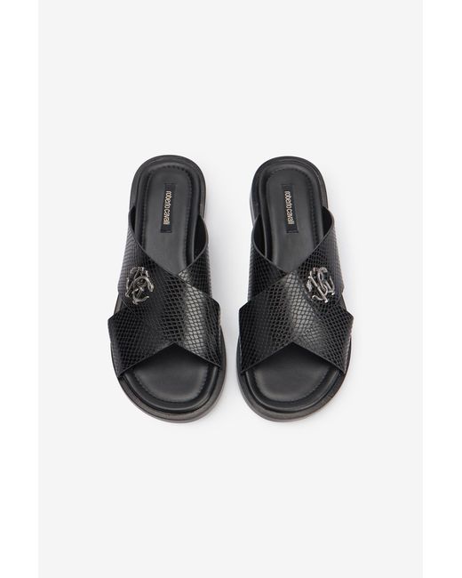 Roberto Cavalli Black Slide Sandals for men