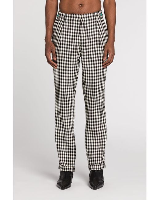 Roberto Cavalli Gray Gingham Straight-Leg Tailored Trousers for men