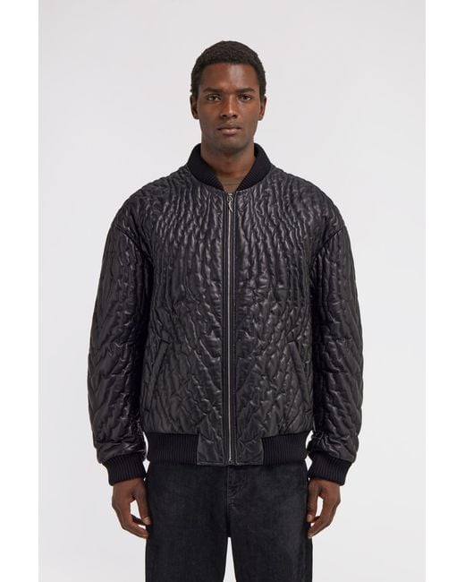 Roberto Cavalli Blue Quilted Bomber Jacket for men