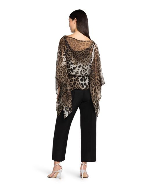 Roberto Cavalli White Leopard-Print Kaftan Top