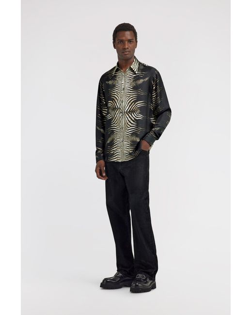 Roberto Cavalli Black Shirt With Zebra Print for men