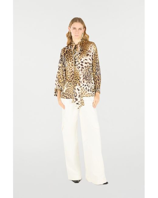 Roberto Cavalli Natural Shirt With Jaguar Skin Print