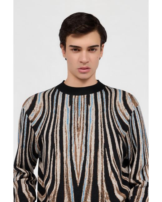 Roberto Cavalli Black Sweater With Zebra Print for men