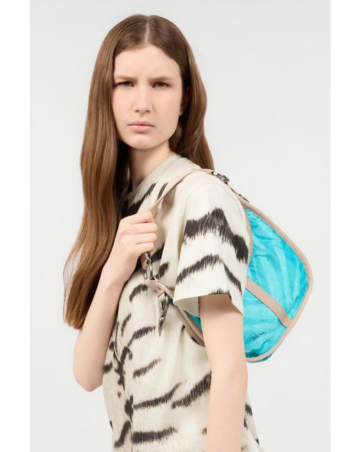 Roberto Cavalli Blue Small Bologna Bag With Print