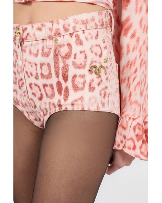 Roberto Cavalli Red Jaguar Print Shorts