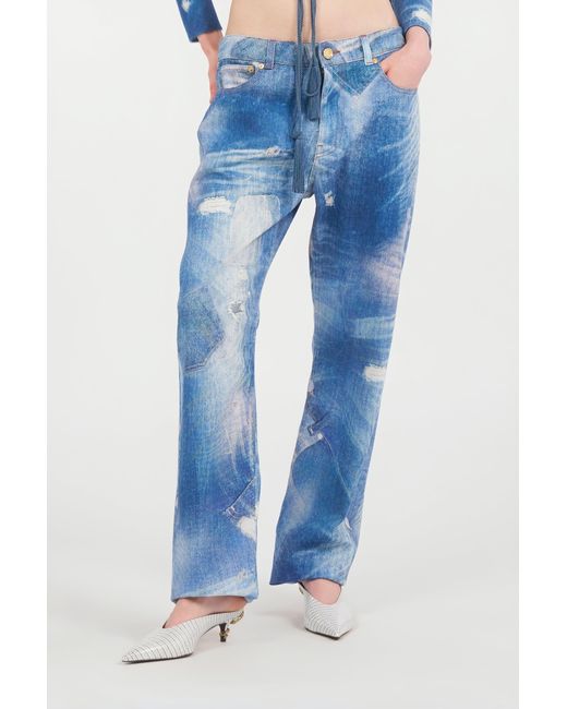 Roberto Cavalli Blue Patchwork Denim Jeans