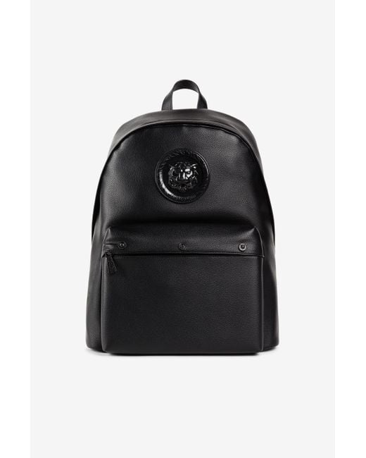 Roberto Cavalli Black Just Cavalli Tiger Head Backpack for men