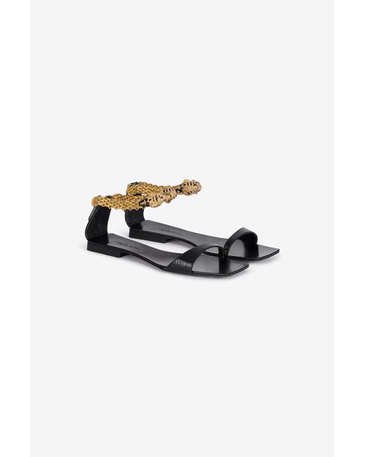 Roberto Cavalli Multicolor Low Sandals With Jewel Tigers And Snake Print