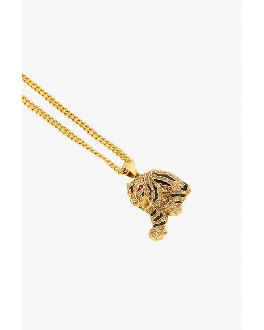 Roberto Cavalli White Necklace With Tiger Pendant