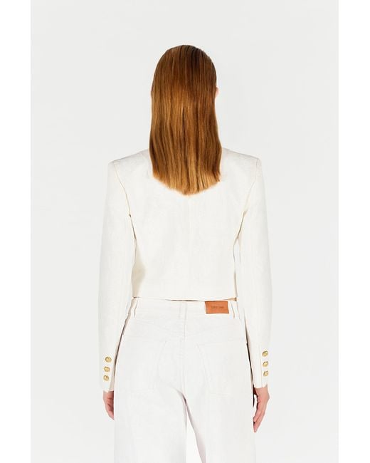 Roberto Cavalli Natural Wall Print Cropped Jacket