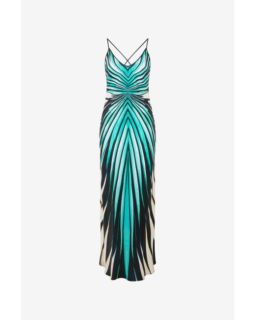 Robe Maxi En Soie Imprimé Ray Of Sea Roberto Cavalli en coloris Blue