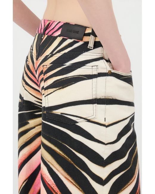 Roberto Cavalli White Jeans With Ray Of Print
