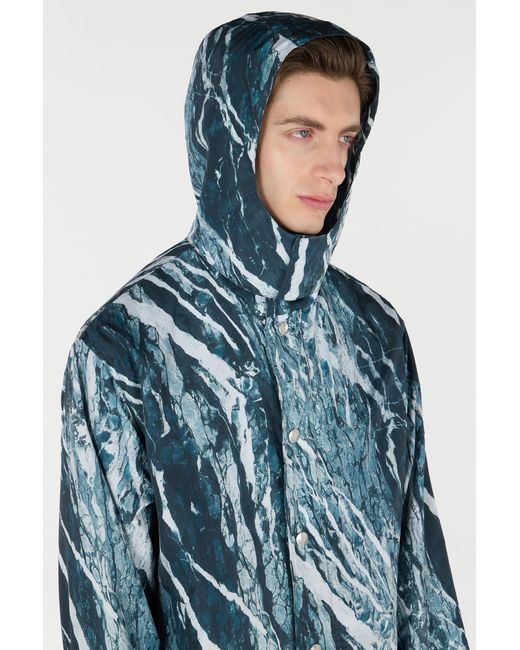 Roberto Cavalli Blue Marble-Print Bomber Jacket for men