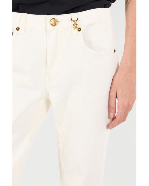 Roberto Cavalli White Hose Mit Print Python Und Charm
