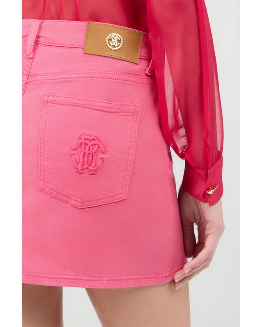 Roberto Cavalli Pink Denim Mini Skirt
