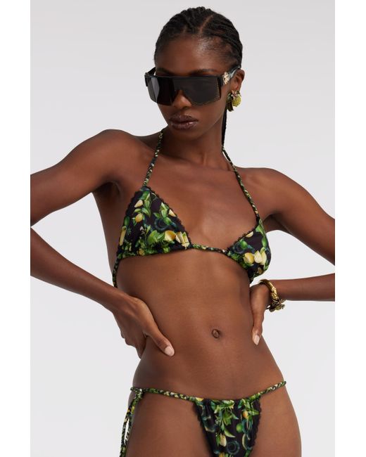 Roberto Cavalli Green Lemon Print Swim Briefs