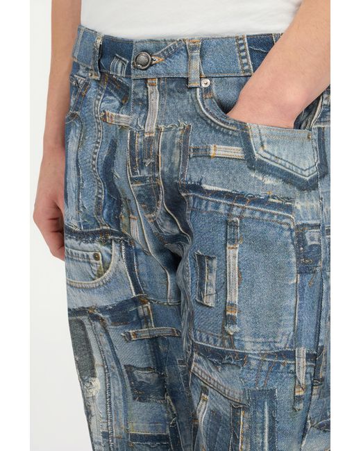 Roberto Cavalli Blue Patchwork Capsule Collection Jeans for men