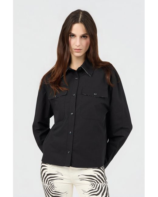 Roberto Cavalli Black Shirt With Contrast Stitching