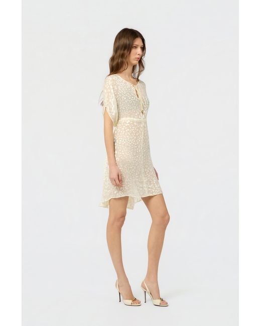 Roberto Cavalli White Ivory Tone-On-Tone Leopard Print Kaftan