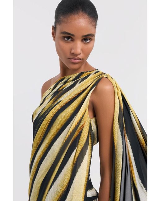 Roberto Cavalli White Ray Of Print Silk Maxi Dress