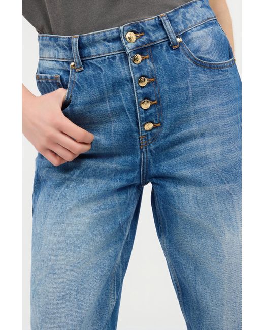 Roberto Cavalli Blue Cropped Jeans With Logo On The Back